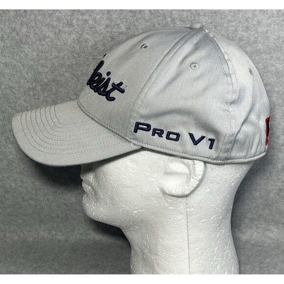 Titleist Pro V1 FJ Foot Joy A-Flex Golf Hat Size S-M Fit Stretch Cap Gray Navy - Picture 5 of 12